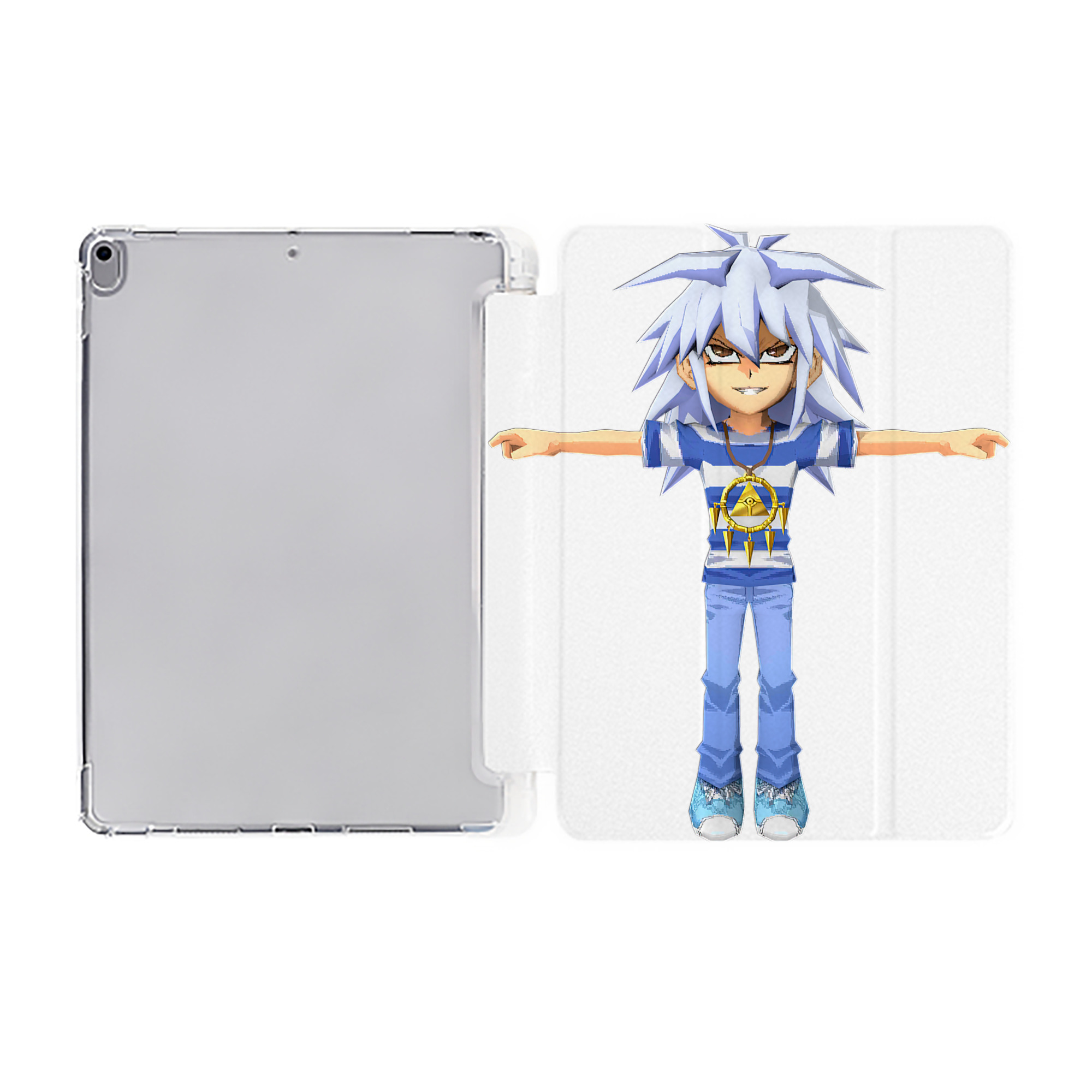 （画像用） 遊☆戯☆王 Yu-Gi-Oh! IPad ケース ペン収納付き 三つ折りスタンド PUレザー×シリコン 対応機種9.5/10.5/10.9インチ